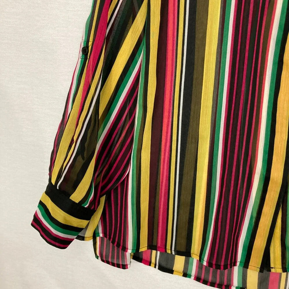 INC International Concepts Colorful Striped Soft Long Sleeve Button Down 1X - Picture 4 of 12